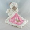 Doudou ours blanc avec doudou mouchoir rose NICOTOY