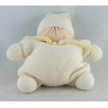 Doudou semi plat lutin blanc éponge bonnet bleu NOUNOURS