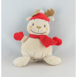 Doudou cerf elan renne écharpe rouge KIMBALOO