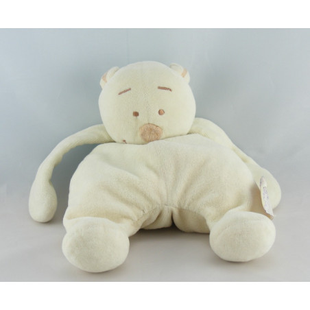 Doudou ours blanc vert Tonton NOUKIE'S 16 cm