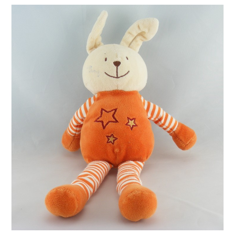 Doudou plat lapin orange étoile KIABI BEBE