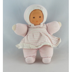 Doudou poupée bébé tendre rose fleurs rouge COROLLE 1993