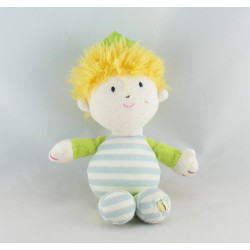 Doudou garçon blond prince roi bleu vert LUMINOU