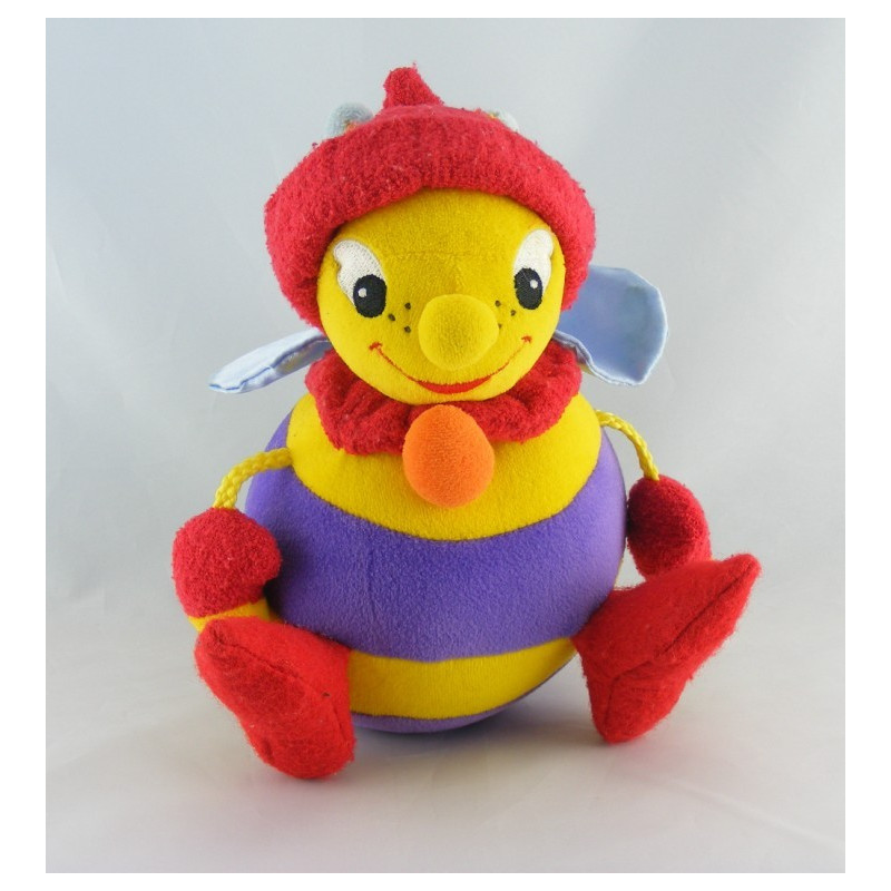 Doudou abeille jaune rouge bleu BERCHET