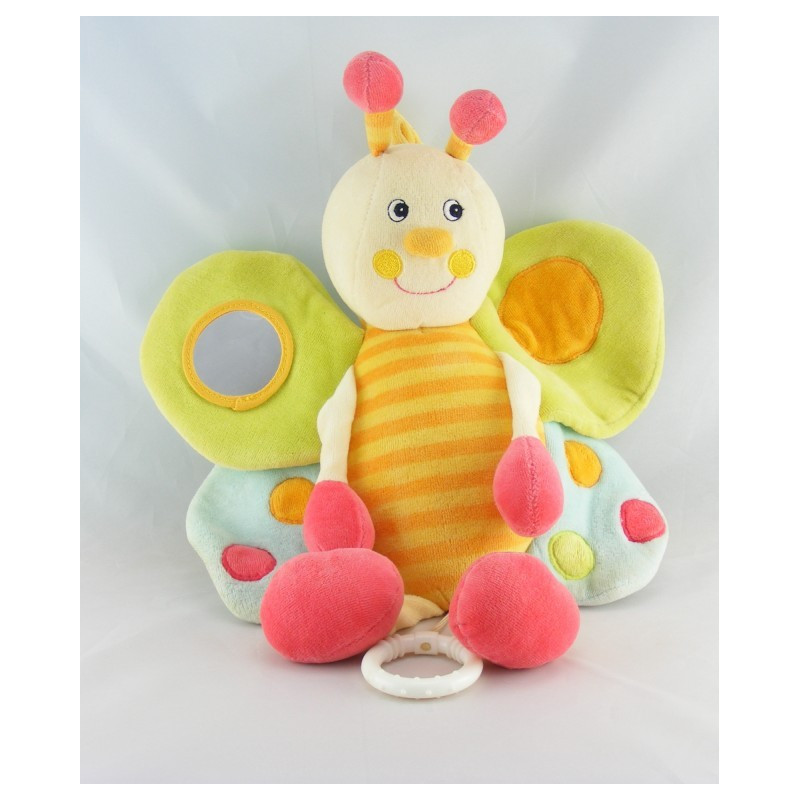 Doudou musical papillon coccinelle rose orange BABYSUN
