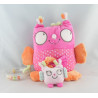 Doudou hibou chouette rose avec bébé DPAM 