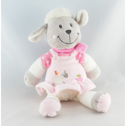 Doudou plat agneau mouton rose pois NICOTOY