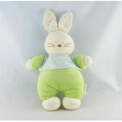 Doudou lapin vert rayé bleu BENGY