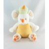 Doudou souris blanche orange chapeau bleu KMB KIMBALOO