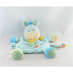 Doudou plat Zébre gris foulard bleu NICOTOY