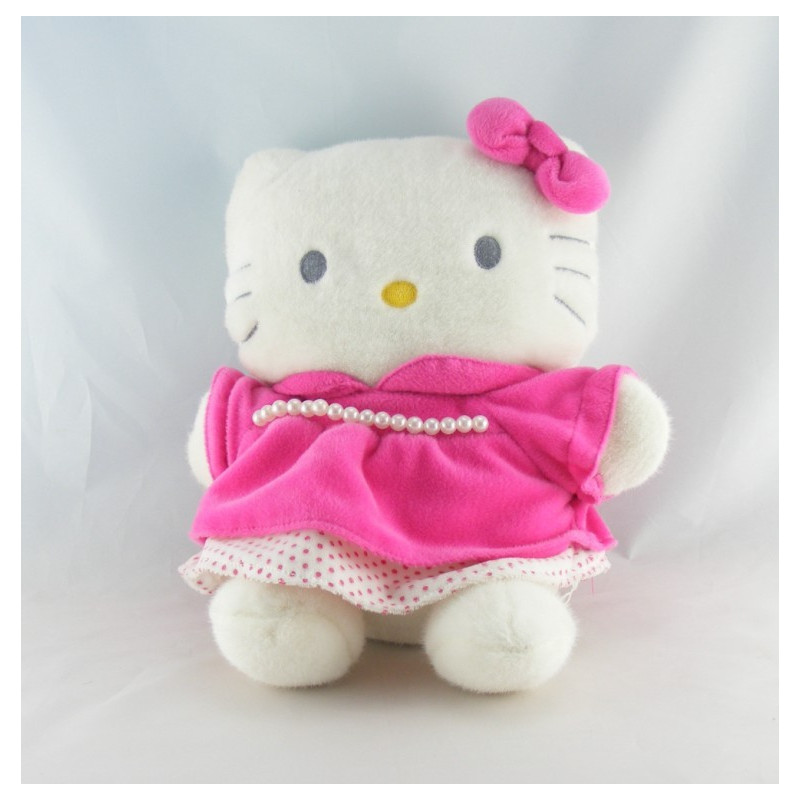 Doudou chat HELLO KITTY rose fleurs SANRIO LICENSE 