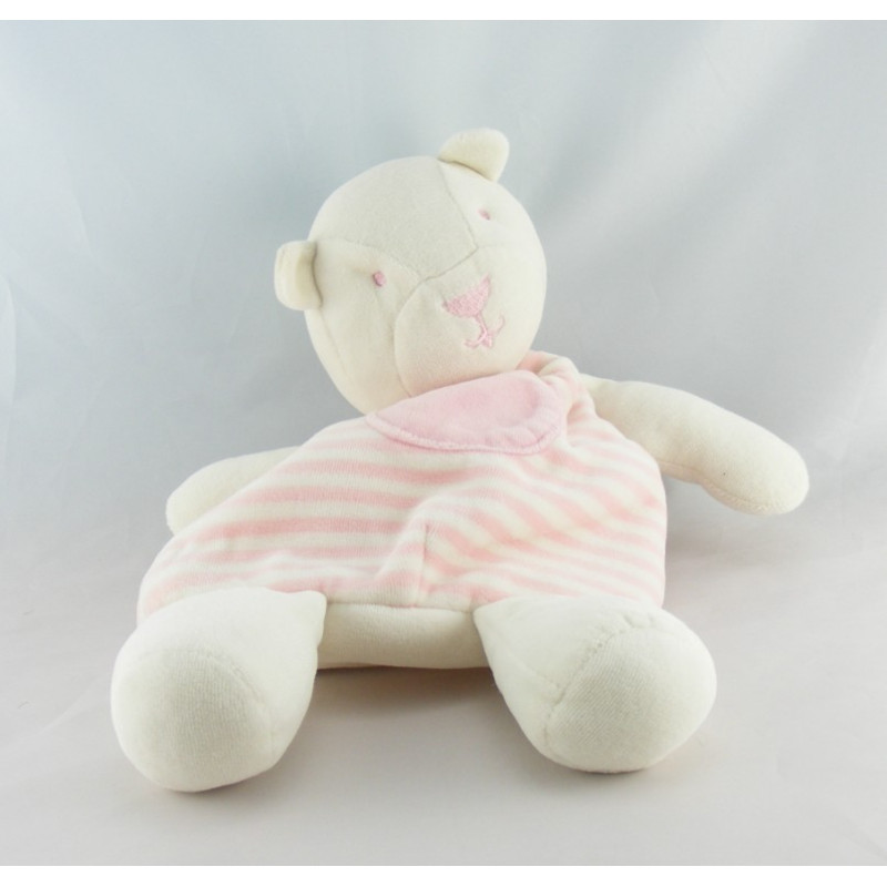 Doudou range pyjama ours blanc rayé jaune SIPLEC