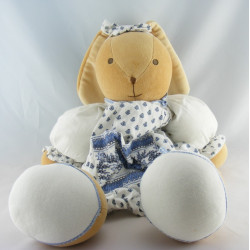 Mini Doudou lapin blanc fleurs bleu Lys KALOO