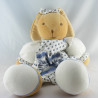 Mini Doudou lapin blanc fleurs bleu Lys KALOO