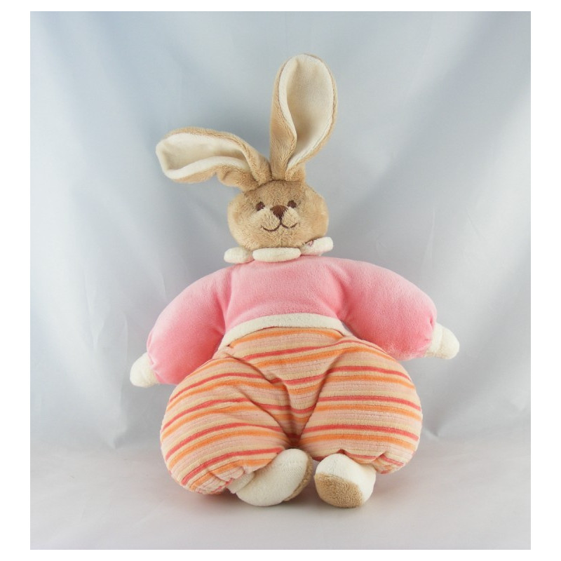 Doudou musical lapin blanc rose BUKOWSKI