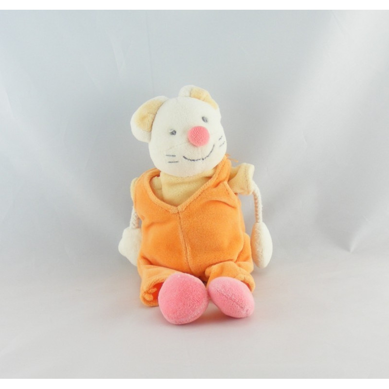 Doudou souris blanche robe rose JOLLYBABY