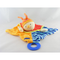 Doudou semi plat clown arlequin orange bleu BABYSUN