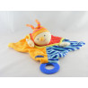 Doudou semi plat clown arlequin orange bleu BABYSUN