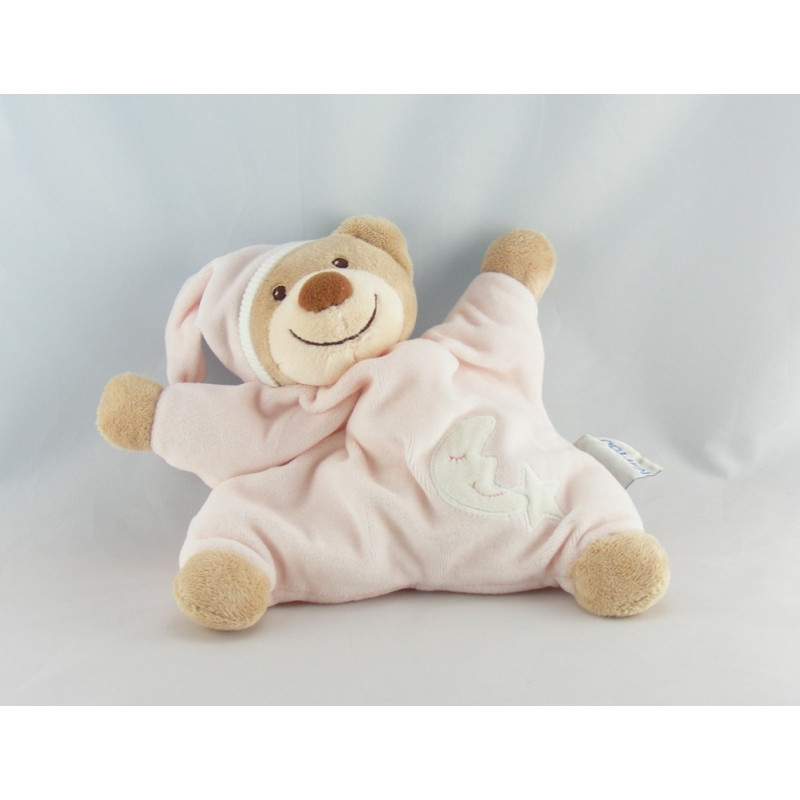 Doudou semi plat bleu ours lune étoile NATTOU