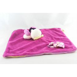 Doudou plat carré souris rose jaune Diddlina DIDDL