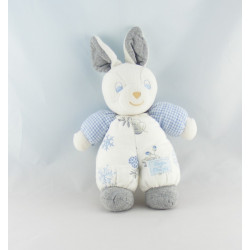 Doudou lapin blanc vichy bleu poule TARTINE ET CHOCOLAT
