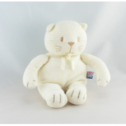 Doudou chat blanc noeud bleu SUCRE D'ORGE