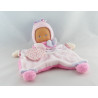 Doudou plat poupée baby Corolle rose blanc 