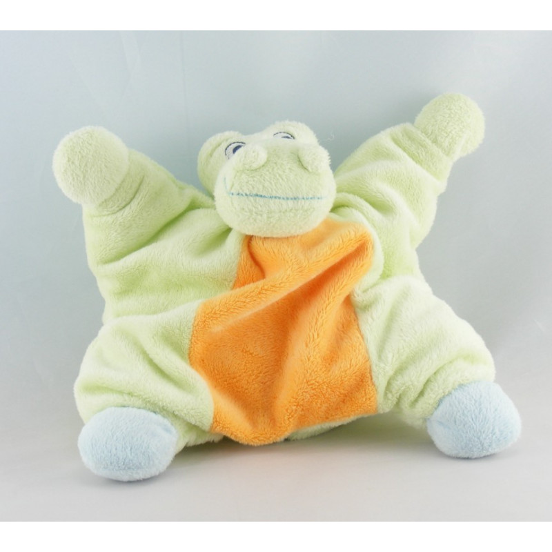 Doudou semi plat Crocodile Vert orange et bleu JollyBaby