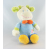 Doudou plat girafe vache bleu fleur coeur SIDJ