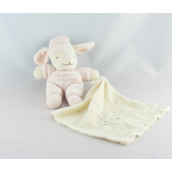 Doudou lapin rayé bleu avec mouchoir KIMBALOO