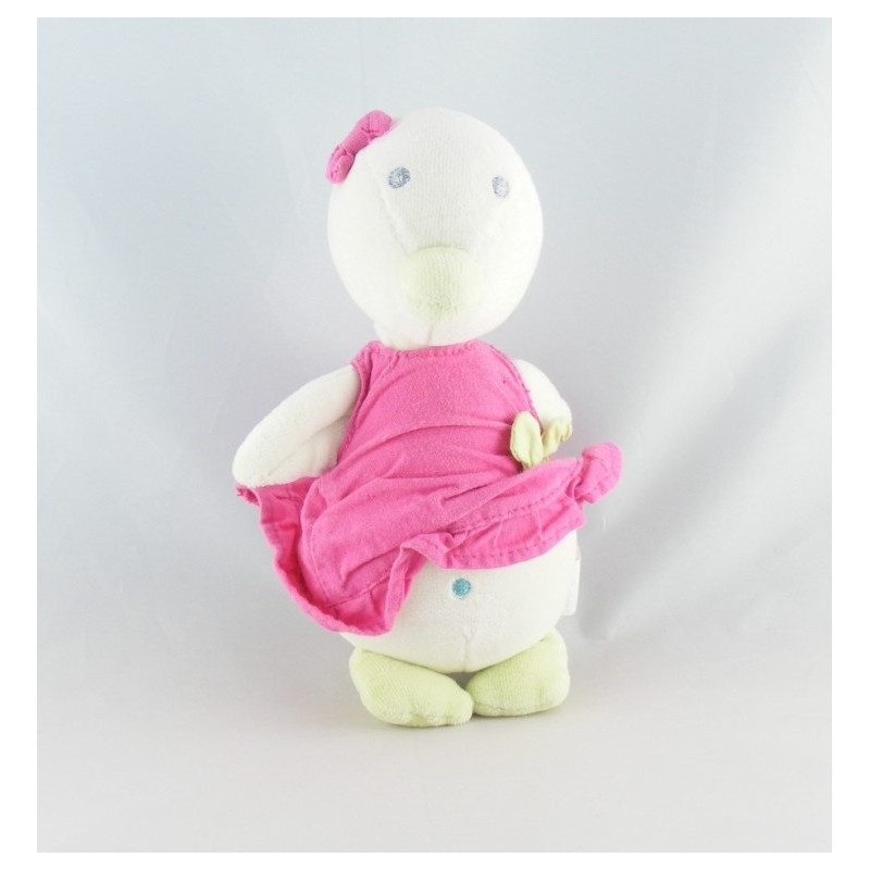 Doudou canard oiseau poussin blanc rose SERGENT MAJOR