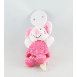 Doudou attache tétine Mimi la souris robe rose fleur NICOTOY KIABI