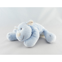 Doudou plat hochet chien blanc beige KIMBALOO