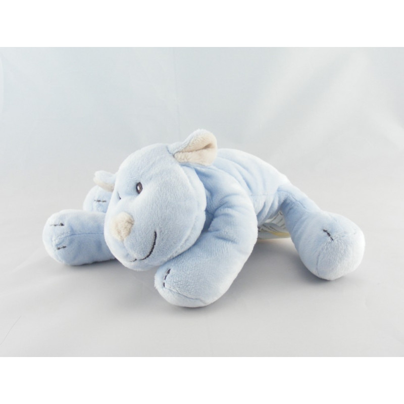 Doudou plat hochet chien blanc beige KIMBALOO