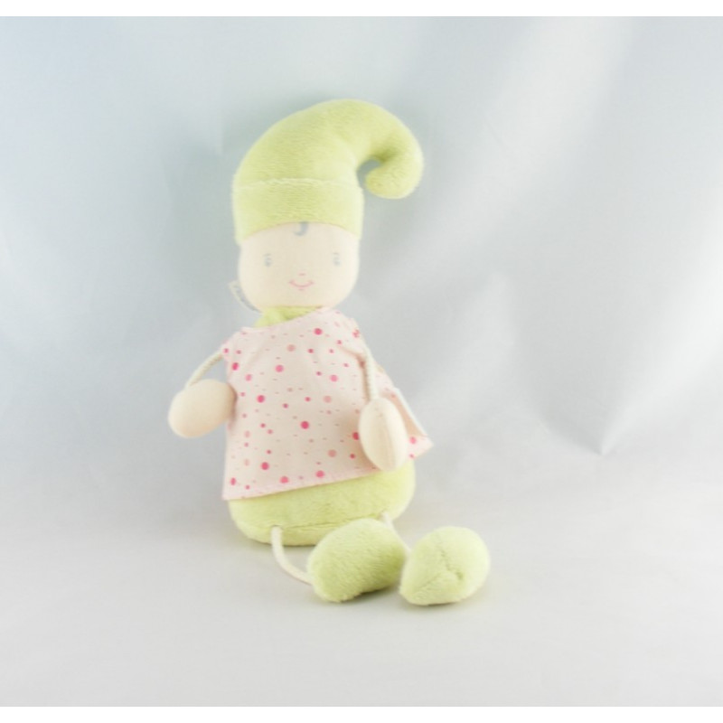 Doudou poupée princesse lutin rose petit pois couronne COROLLE