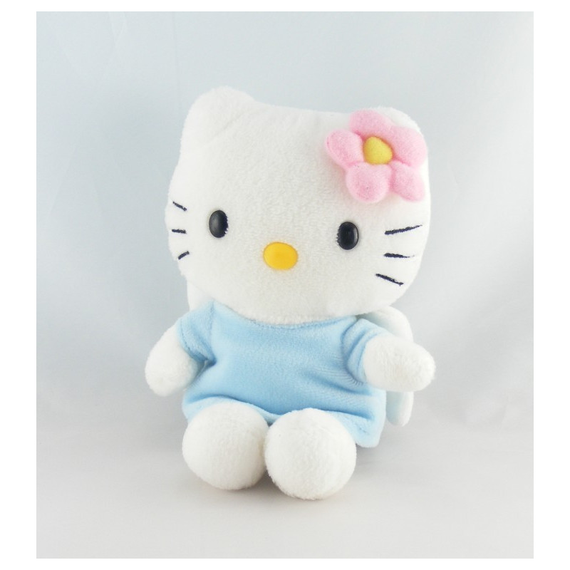 Doudou chat HELLO KITTY rose vert fleurs SANRIO LICENSE 