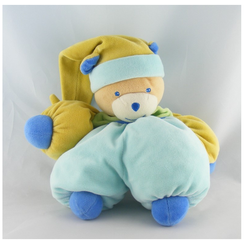 Doudou ours boule ecru vert NOUNOURS