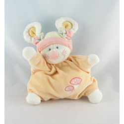 Doudou plat rond souris robe orange champignon KIABI