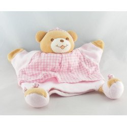 Doudou plat ours rose vichy TAKINOU