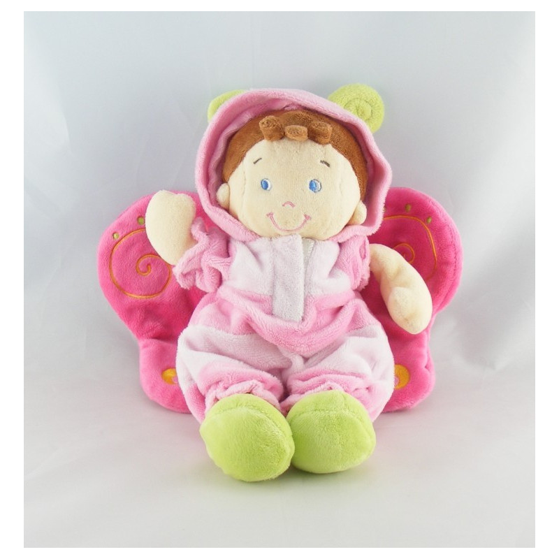Doudou fillette déguisé en papillon rose hochet miroir NICOTOY