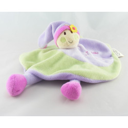 Doudou plat rond lutin rose rouge fleur REVE DE BEBE