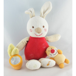 Doudou hochet lapin rouge blanc SUCRE D'ORGE 