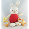 Doudou hochet lapin rouge blanc SUCRE D'ORGE 
