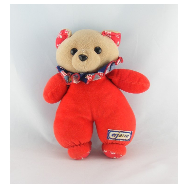Doudou peluche ours rouge AJENA