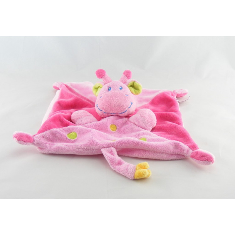 Doudou semi plat girafe rose POMMETTE