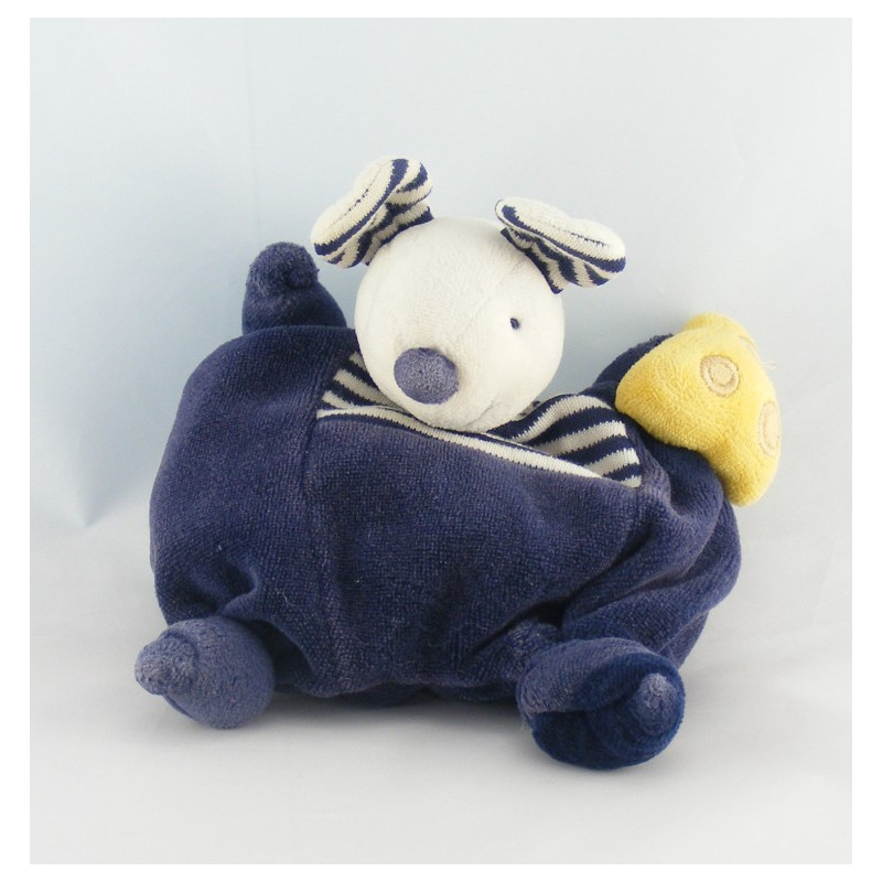 Doudou plat souris bleu marine Fromage PRISCILLA LARSEN 