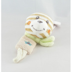 Doudou ours rayé beige écharpe verte lune étoile NICOTOY