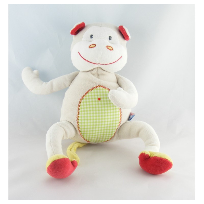 Doudou singe gris mouchoir Cajou SUCRE D'ORGE