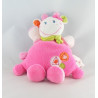 Doudou plat vache rose pois foulard vert oiseau NICOTOY