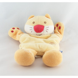 Doudou plat chat orange nez rouge SUCRE D'ORGE